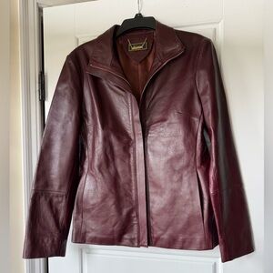 Women's Burgundy Leather Jacket